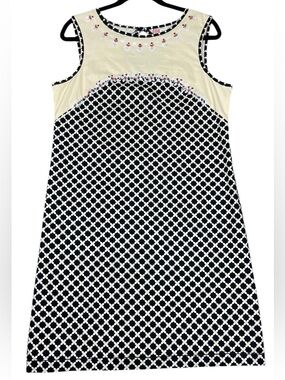 Chelsea & Violet Beaded Geometric Floral Preppy Stylish Versatile Sheath Dress L